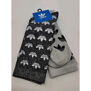 ADIDAS Originals Monogram Full Glitter Crew Socks 2 Pack HC9527 Unisex L 9-10.5